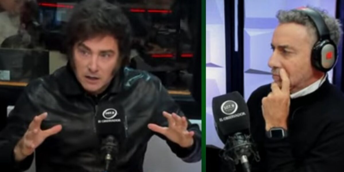 Javier Milei en los estudios de El Observador con Majul y Trebucq